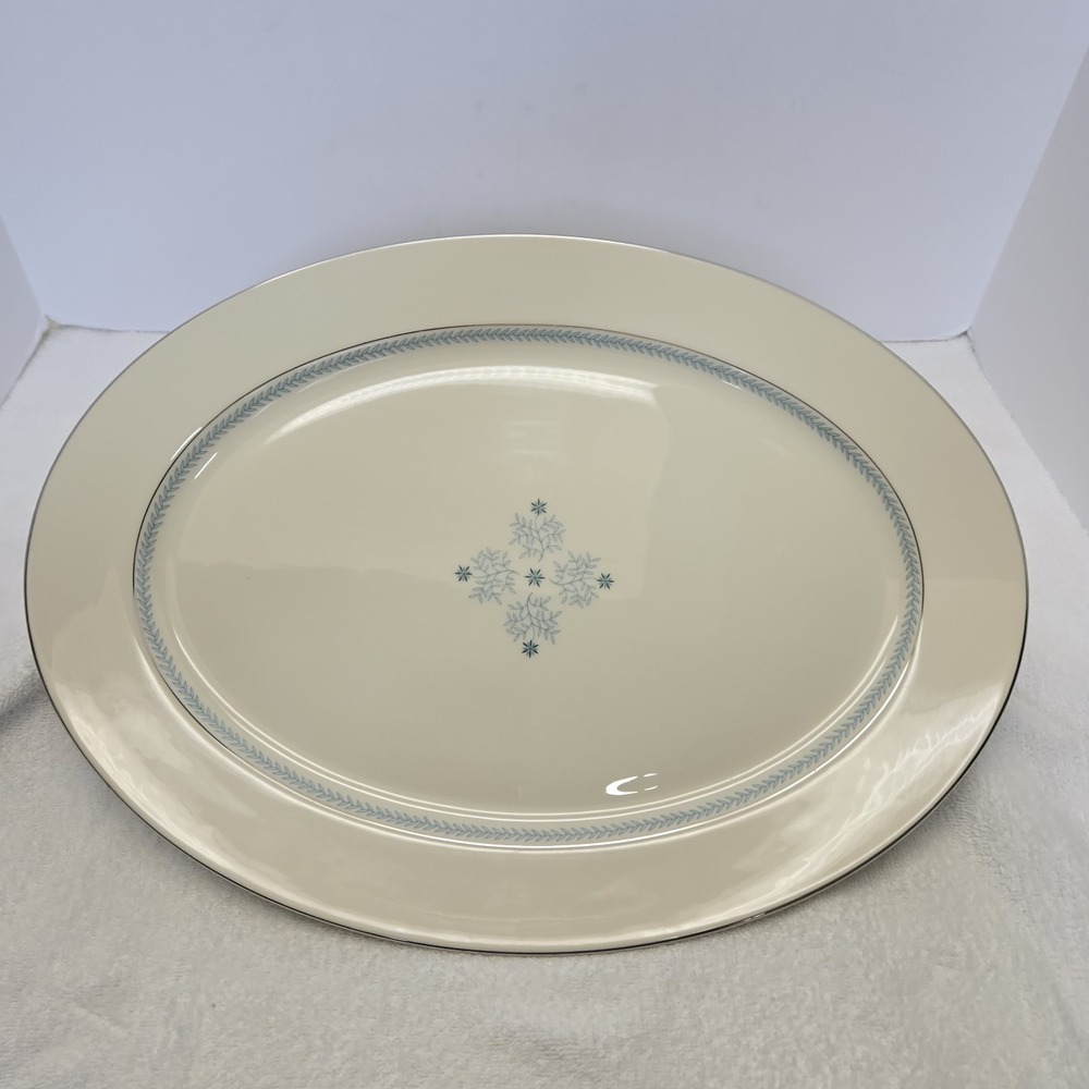 Lenox Large Serving Platter MCM Charmaine  C-512, 16.5 inch Retired Ivory Blue